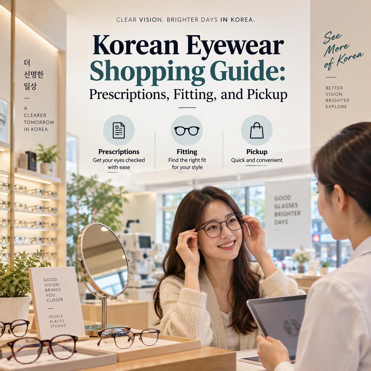 Eyeglasses and frames in a Korean optical shop